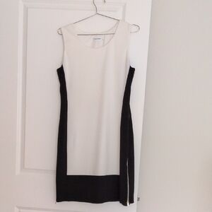 Calvin Klein Black and White Colorblock Sheath Mini Dress